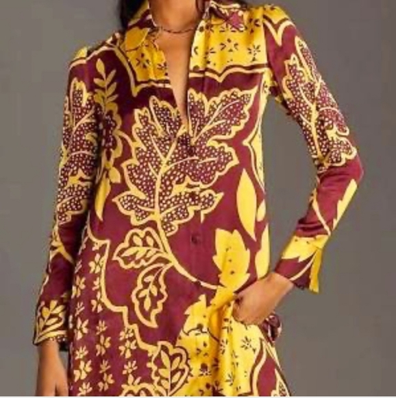 Anthropologie Dresses & Skirts - NWT ANTHROPOLOGY COREY LYNN CALTER SMALL MAXI SHIRT DRESS BURN MOTIF